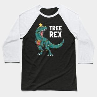 Tree Rex Christmas Xmas Dinosaur Baseball T-Shirt